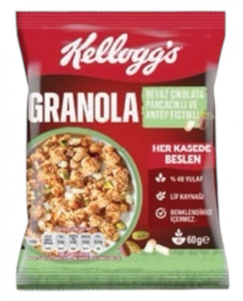 KELLOGS (274128) WHITE CHOCOLATE GRANOLA WITH PISTACHIOS 60 GR*10