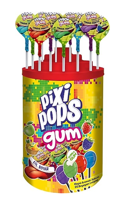 DK.PIXI POPS 16 GR GUMMY TONGUE-COLORING CANDY*100