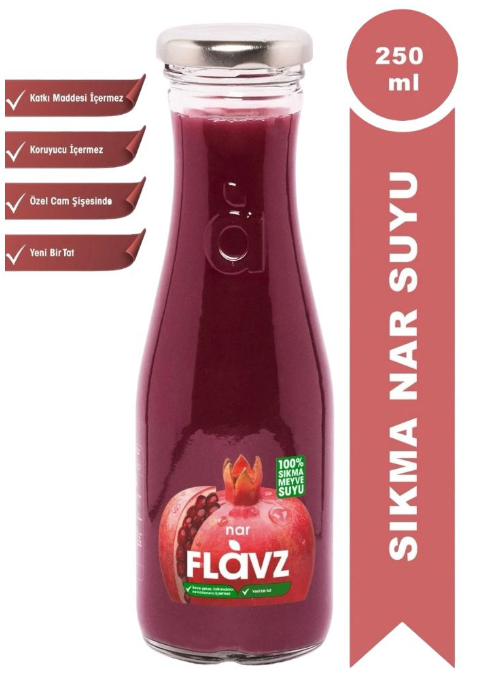 FLAVZ 250 ML Squeezed 100% Pomegranate JUICE*8