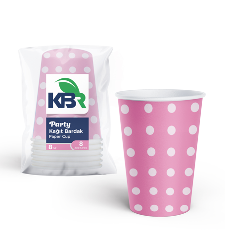 KBR (KPK-013) 8-Piece Party Set of 8 Paper Cups, Pink*24