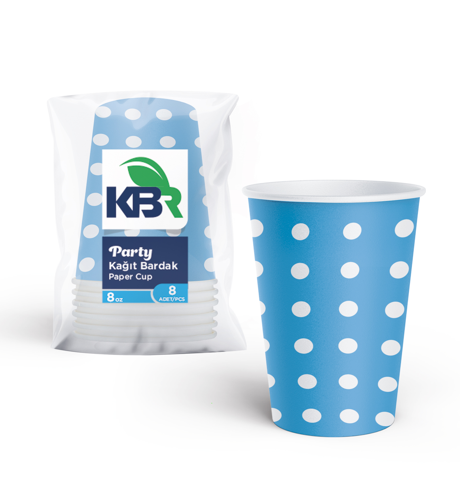 KBR (KPK-012) 8-Piece Party Set of 8 Custom Paper Cups, Blue*24