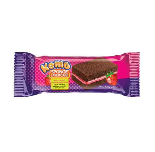 KEMO 2 KATLI ÇİLEK ARM.KREMALI KEK 35 GR*24