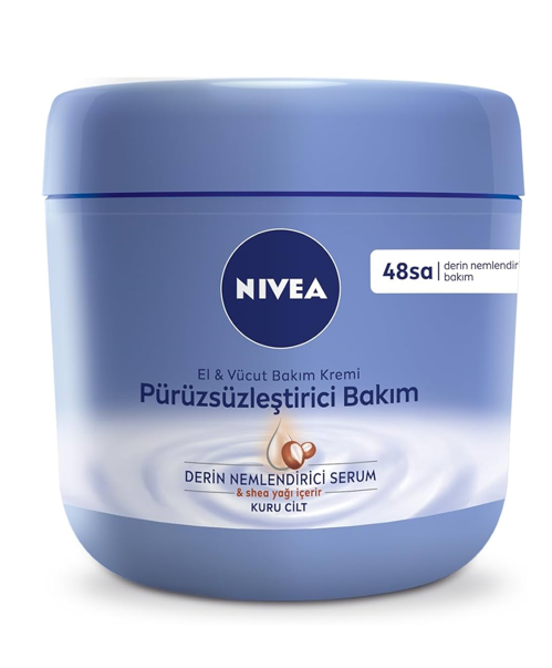 NİVEA 400 ML PÜRÜZSÜZLEŞTİRİCİ EL VE VÜCUT MAVİ*12