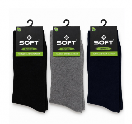 SOFT BAMBU ÇORAP SİYAH-GRİ-LACİVERT*12