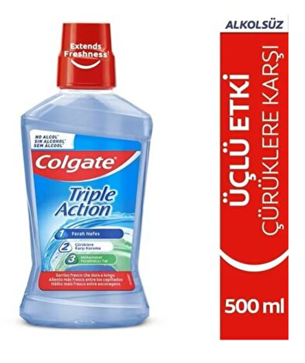 COLGATE PLAX AĞIZ SUYU 500 ML ÜÇLÜ ETKİ*12