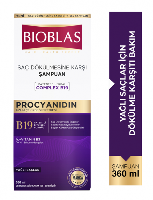 BIOBLAS PROCYANIDINE SHAMPOO 360 ML FOR OILY HAIR & HAIR LOSS AGAINST*6