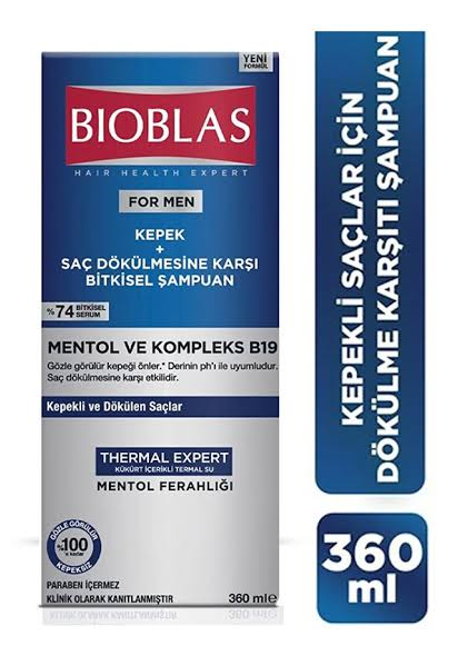 Bioblas Shampoo 360 ml for Men Dandruff Menthol*6