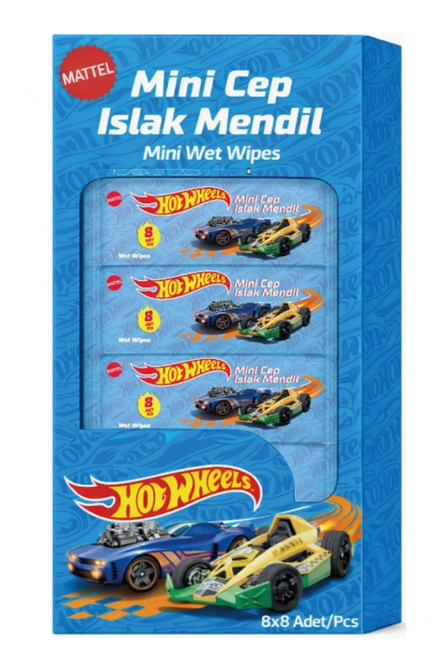 FRESH UP 8 PCS MINI WET POCKET WIPES HOTWHEELS*24