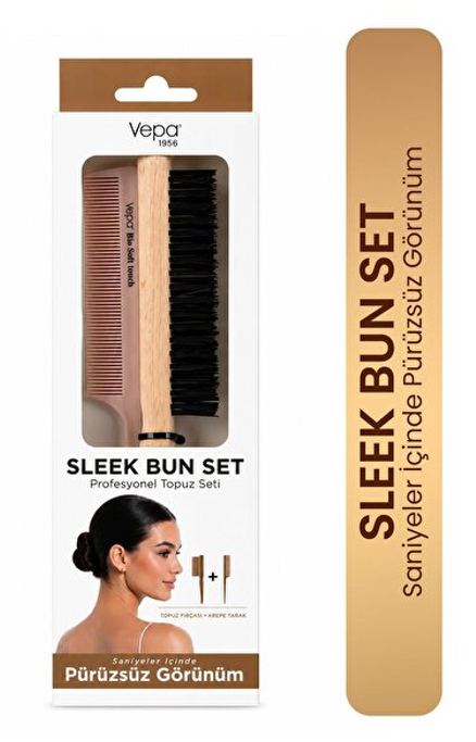 VEPA SLEEK BUN SET BUN BRUSH AND CREPE COMB*60