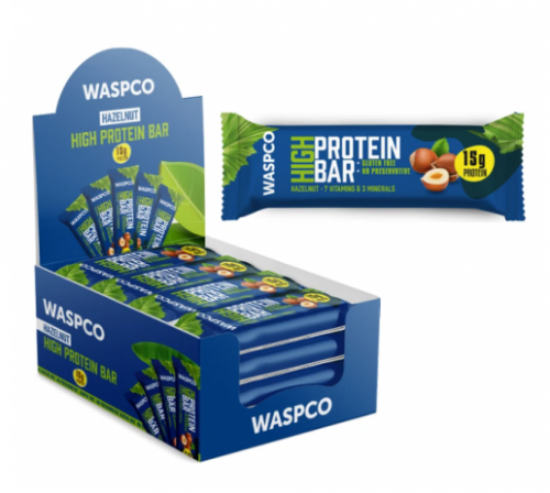 WASPCO 50 GR HIGH PROTEIN HAZELNUT BAR*12
