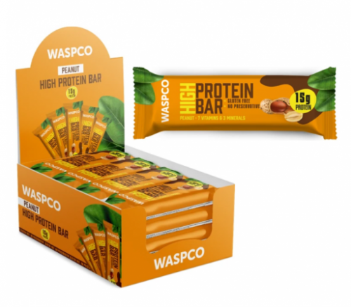WASPCO 50 GR HIGH PROTEIN PEANUT COCOA BAR*12