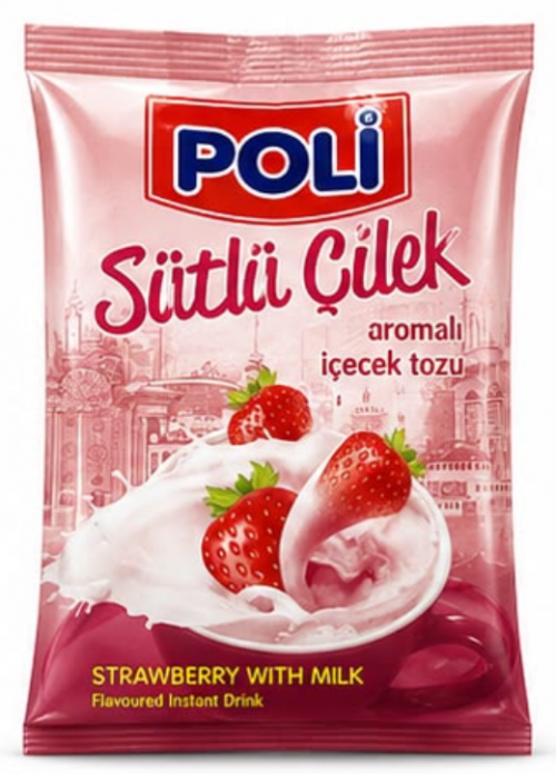 POLİ 250 GR STRAWBERRY FLAVORED MILK POWDERED DRINK SACHETS*24