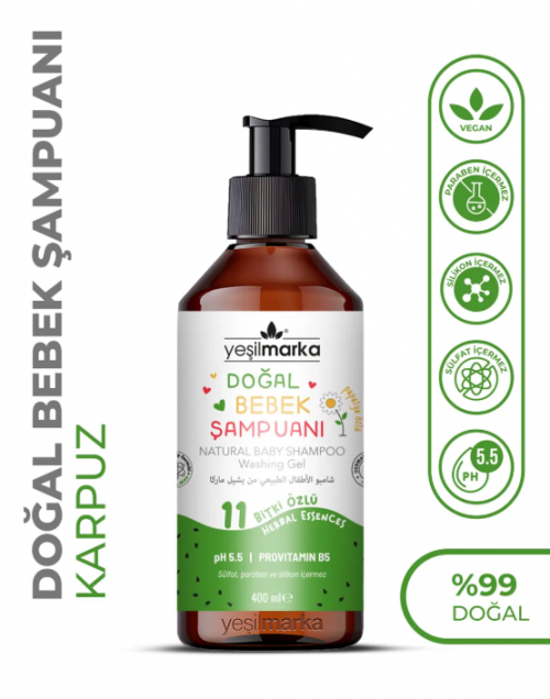 YEŞİLMARKA NATURAL 400 ML BABY SHAMPOO WATERMELON*20