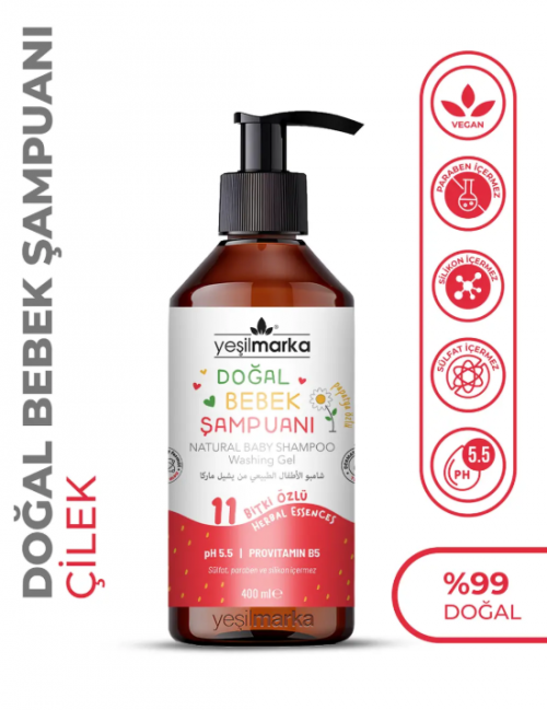 YEŞİLMARKA NATURAL 400 ML BABY SHAMPOO STRAWBERRY*20