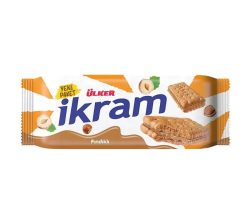 ÜLKER (1071-00) İKRAM Hazelnut Cream Sandwich Cookies 90g x 24