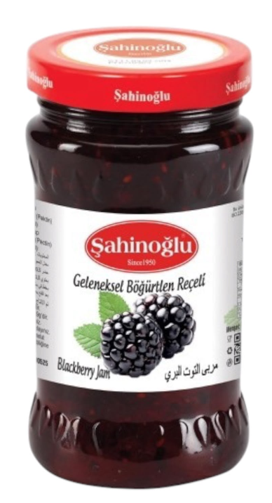 ŞAHİNOĞLU Blackberry Jam 380g Glass Jar (Pack of 12)
