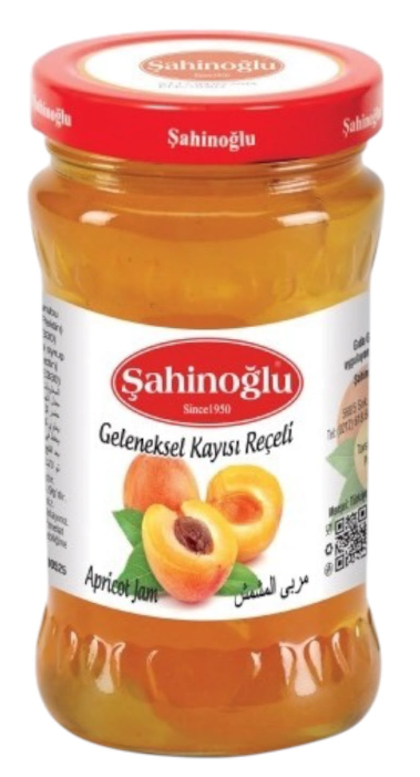 ŞAHİNOĞLU Apricot Jam, 800g Glass Jar (Pack of 6)