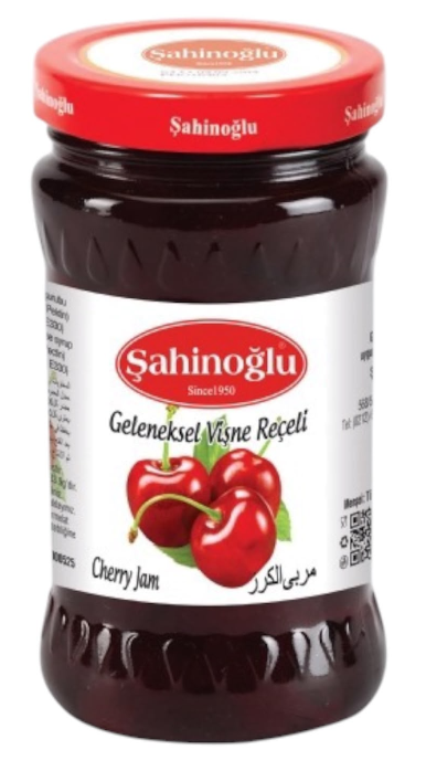 ŞAHİNOĞLU Sour Cherry Jam 800g Glass Jar (Pack of 6)