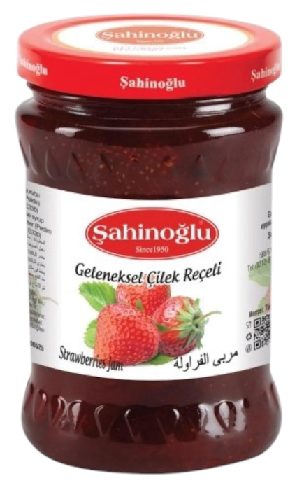 ŞAHİNOĞLU Strawberry Jam 1500g Glass Jar (Pack of 4)