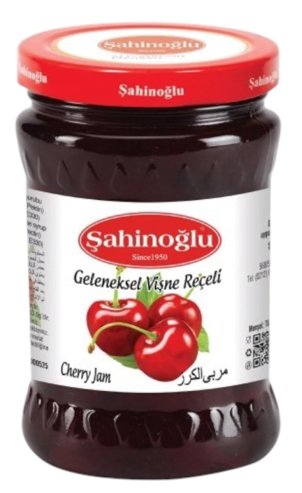 ŞAHİNOĞLU Sour Cherry Jam, 1500g Glass Jar (Pack of 4)