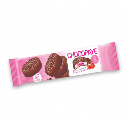 ŞİMŞEK CHOCOPAYE COCOA-COATED MARSHMALLOW AND STRAWBERRY BISCUIT 216 G*12