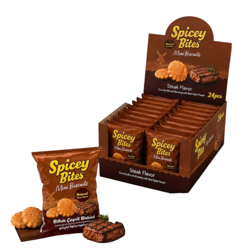 SPICEY BITES 20 G MINI BISCUITS WITH STEAK SEASONING * 24