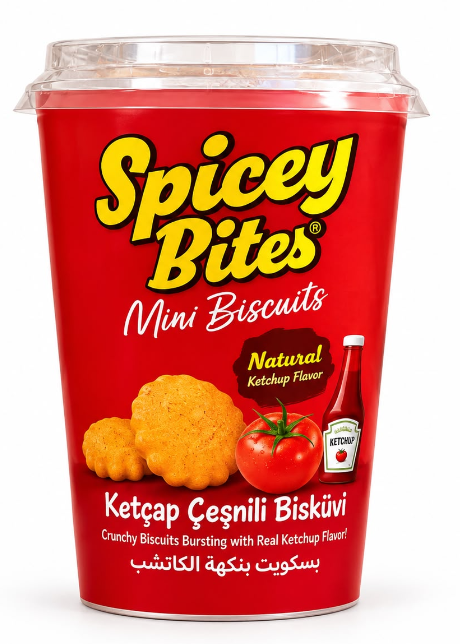 SPICY BITES 75 G KETCHUP-SEASONED MINI BISCUITS * 24