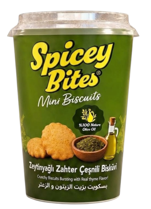 SPICEY BITES 75g Mini Biscuits with Olive Oil and Za'atar Seasoning (Pack of 24)