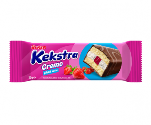 ÜLKER (37008) KEKSTRA CREMO STRAWBERRY-FLAVORED CAKE 33 G * 15