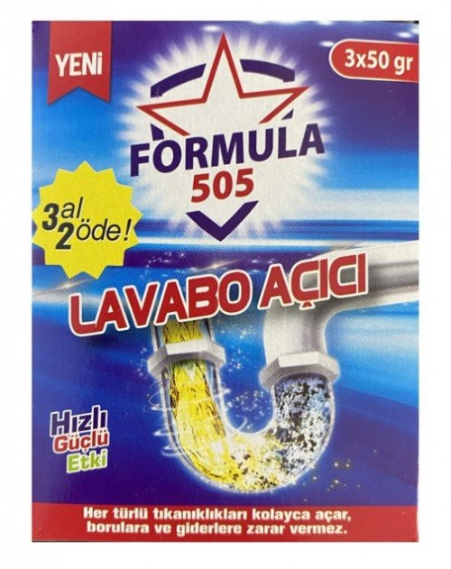 فورمولا 505 مسحوق تنظيف الصرف الصحي 3 عبوات*50 جرام*24