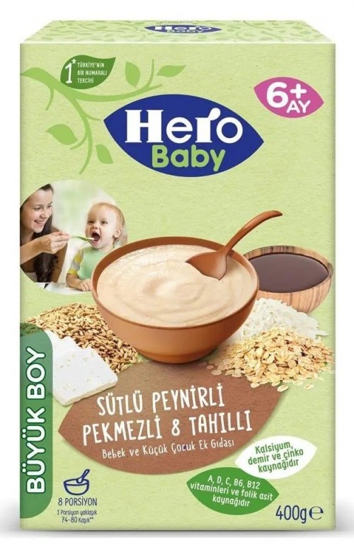 HERO BABY 400 GR (5992-05) 8 GRAIN CHEESE MOLASSES WITH MILK*6