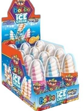 BOBBO ICE CREAM TWISTY HARD CANDY 27 GR*12