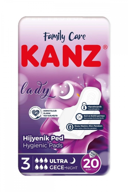 KANZ HYGIENIC PAD ULTRA NIGHT 20 PCS * 16