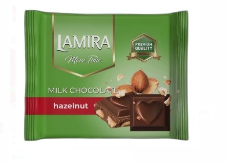 LAMIRA M.T. 40 GR MILK HAZELNUT SQUARE CHOCOLATE GREEN *24