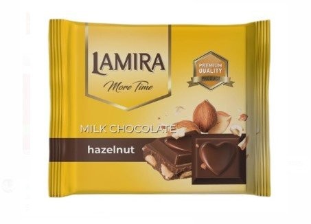 LAMIRA M.T.40 GR MILK CHOCOLATE SQUARE WITH NUTS YELLOW *24