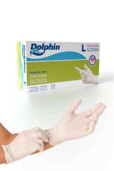 DOLPHİN (0088) LATEX GLOVES POWDERED (L)*20