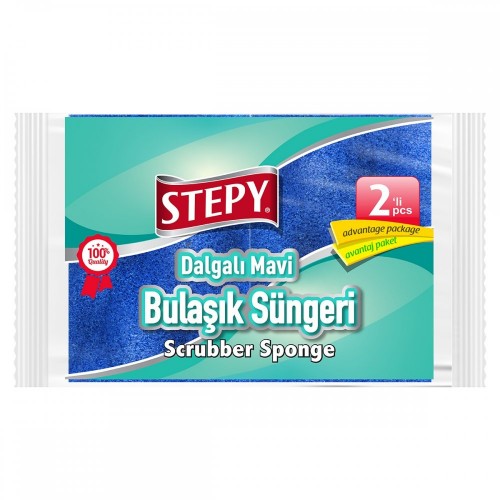 STEPY BLEU ONDULÉ ÉPONGE 2 PACK*24