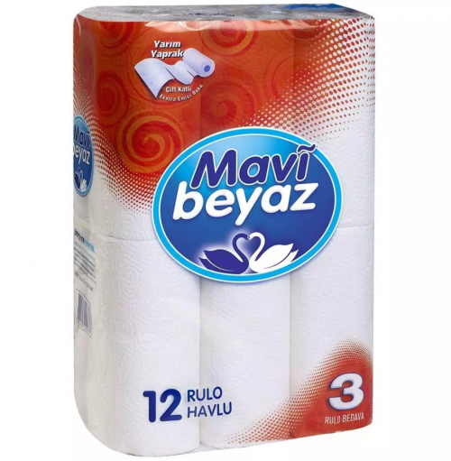 MAVİ BEYAZ HAVLU 12 Lİ*3