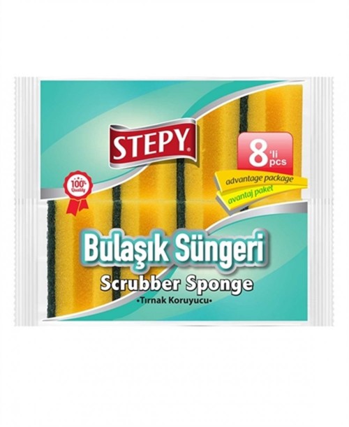 STEPY BULAŞIK SÜNGERİ 8 Lİ OLUKLU*24