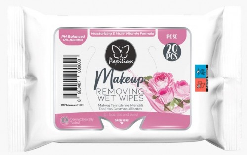 PAPILION MAKE-UP CLEANING WIPES 20 PIECES ROSE*96