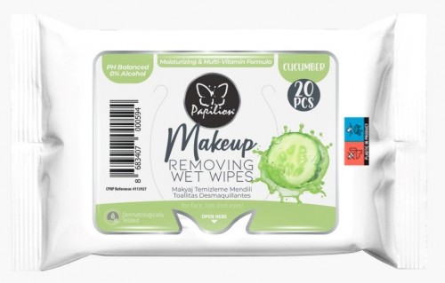 PAPILION MAKEUP CLEANIN WIPE 20 PIECES CUCUMBER*96