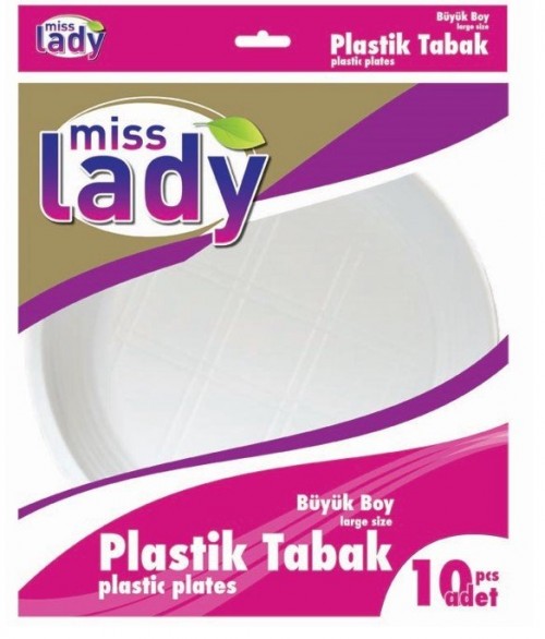 MISS LADY 10-PIECE PLASTIC PLATE LARGE SIZE*100