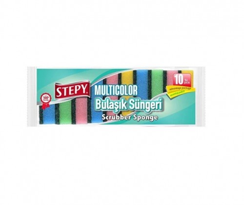 STEPY DISHWASHING SPONGE 10 PCS COLORFUL STRAİGHT *24