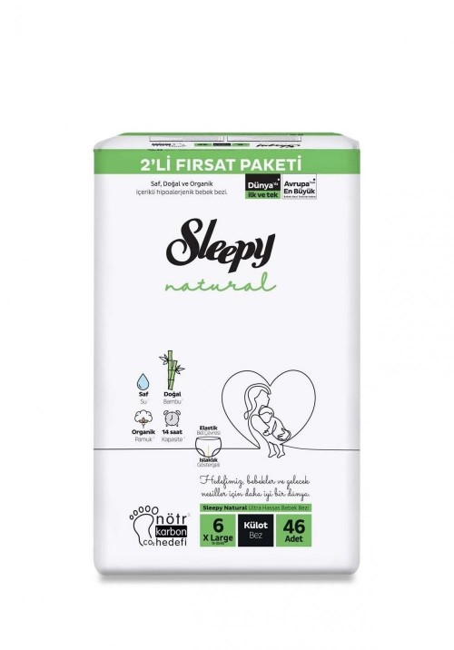 SLEEPY NATURAL 2 Lİ FIRSAT KÜLOT XLARGE(46)*3
