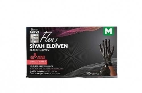 FLEX SİYAH ELDİVEN M BEDEN 100 ADET*20