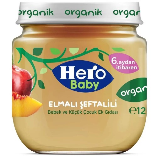 ÜLKER(5982-05) HERO BABY120GR KAVANOZ.ORGANIK.ELMA.ŞEFTALİ*6