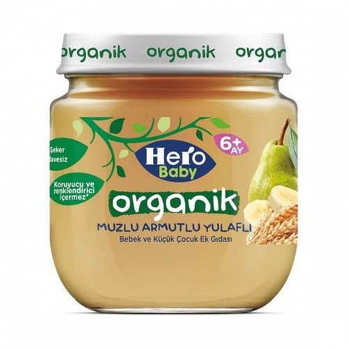 ÜLKER(5980-09) HERO BABY 120 GR JAR. ORGANIC. GRAIN. BANANA. PEAR.*6