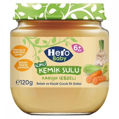 ÜLKER(5591-02) HERO BABY120GR JAR BONE. JUICE MIXED VEGETABLES*6