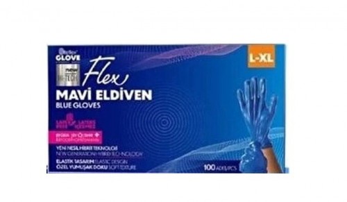 FLEX MAVİ ELDİVEN L- XL BEDEN 100 ADET*20