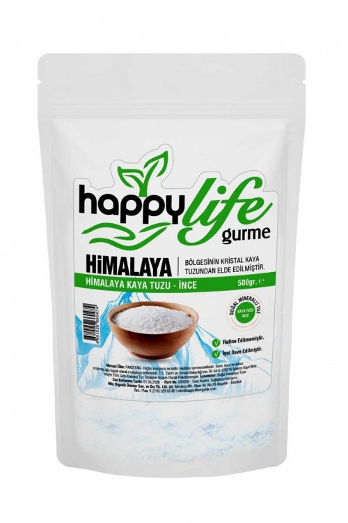 HAPPYLİFE 500 GR HİMALAYA KAYA TUZU (BEYAZ)*12